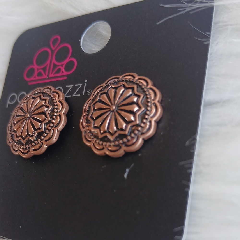 Paparazzi Copper Sunburst Earrings - Picture 3 of 6
